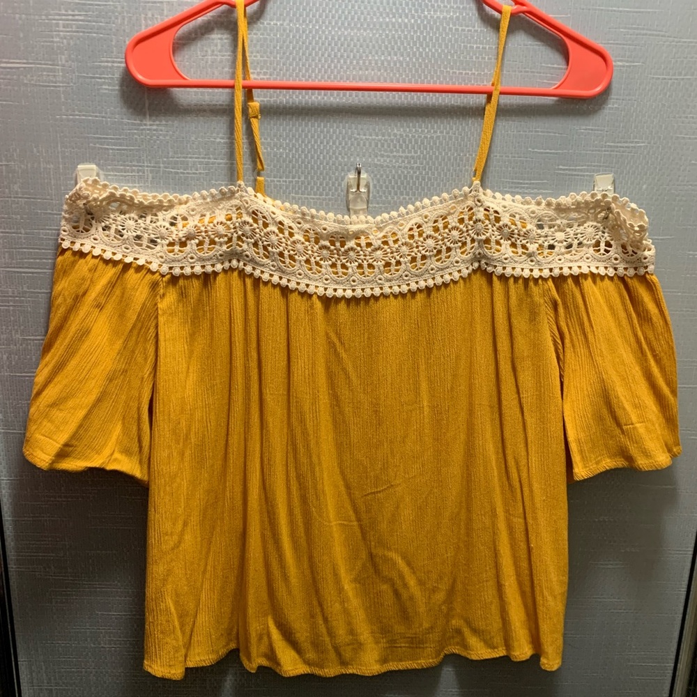 Mustard off the shoulder summer shirt